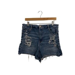 Women’s Blue Distressed Jean Shorts